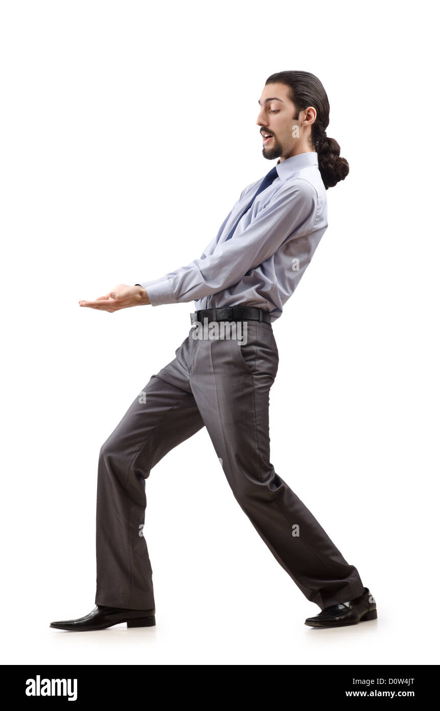 Businessman isolated on the white background Stock Photo - Alamy