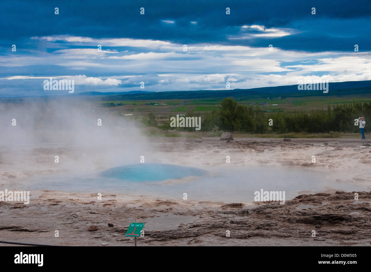 Geyser, volcanism, Geothermics, hot springs, sources, Iceland, Europe, place of interest, landmark, structure, water, steam, vap Stock Photo