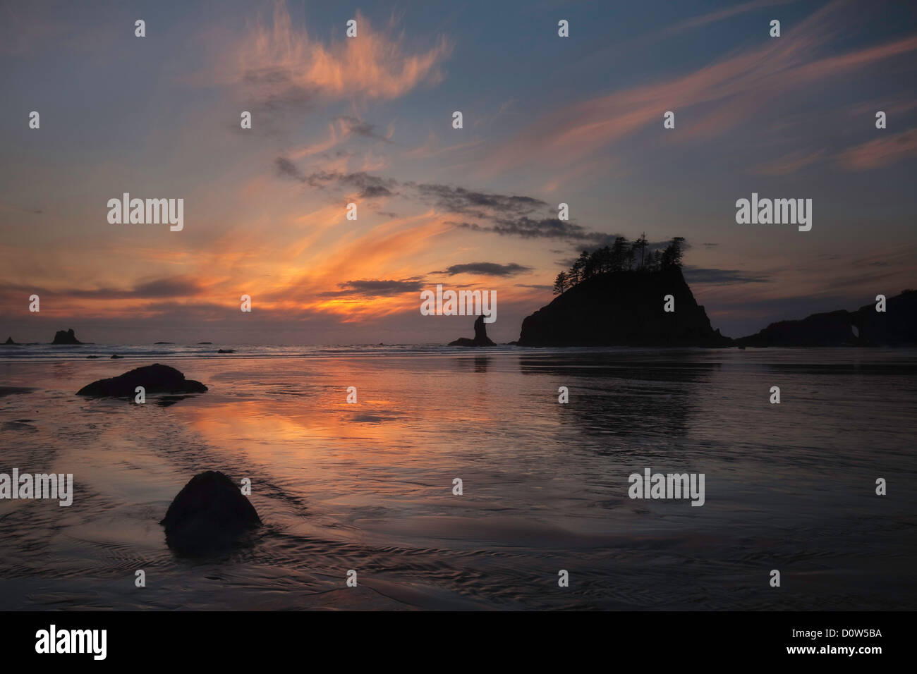 USA, Vereinigte Staaten, Amerika, Olympic, Nationalpark, Second beach, 2. Beach, Wasser, Strand, Ozean, Pazifischer Ozean, Nordw Stock Photo
