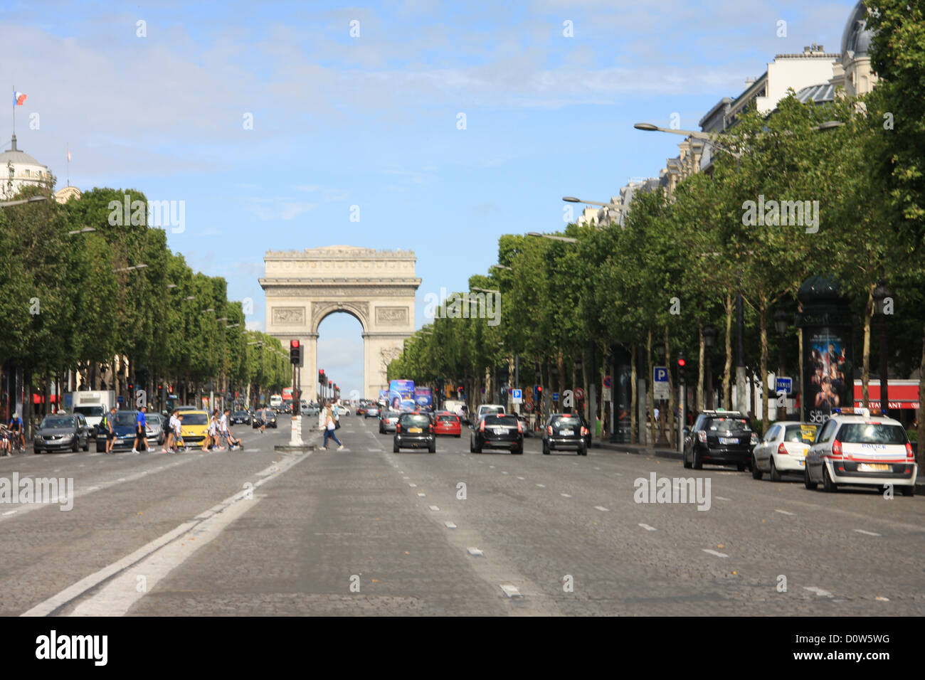 Paris, Europe, France, Champs Elysees, street, avenue, Arc de Triomphe, triumphal arch Stock Photo