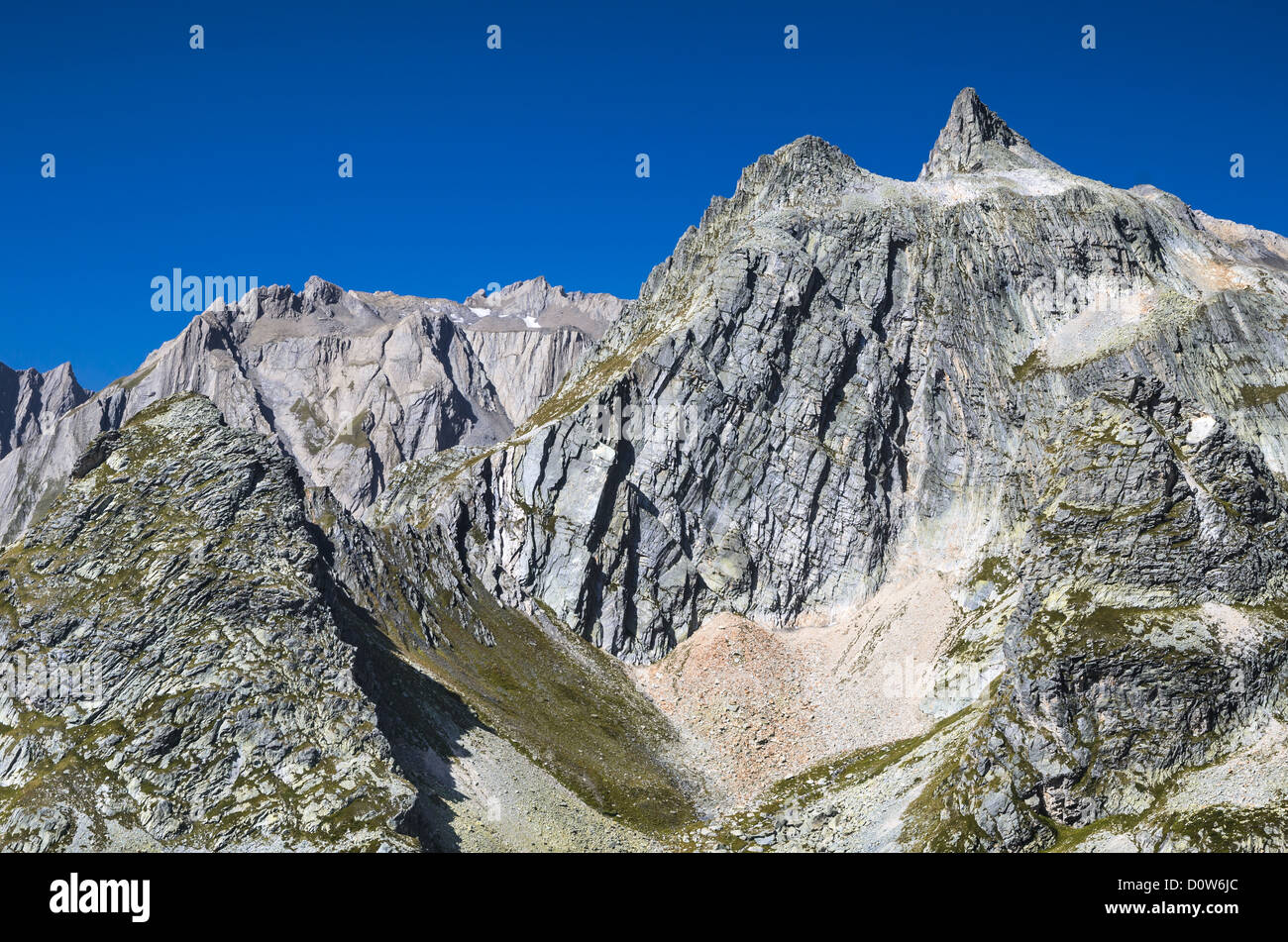 Pain de Sucre Alps, mountain in Switzerland, Great St. Bernard Pass. Stock Photo