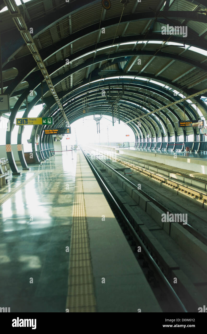 Empty subway station, Dwarka, New Delhi, India Stock Photo