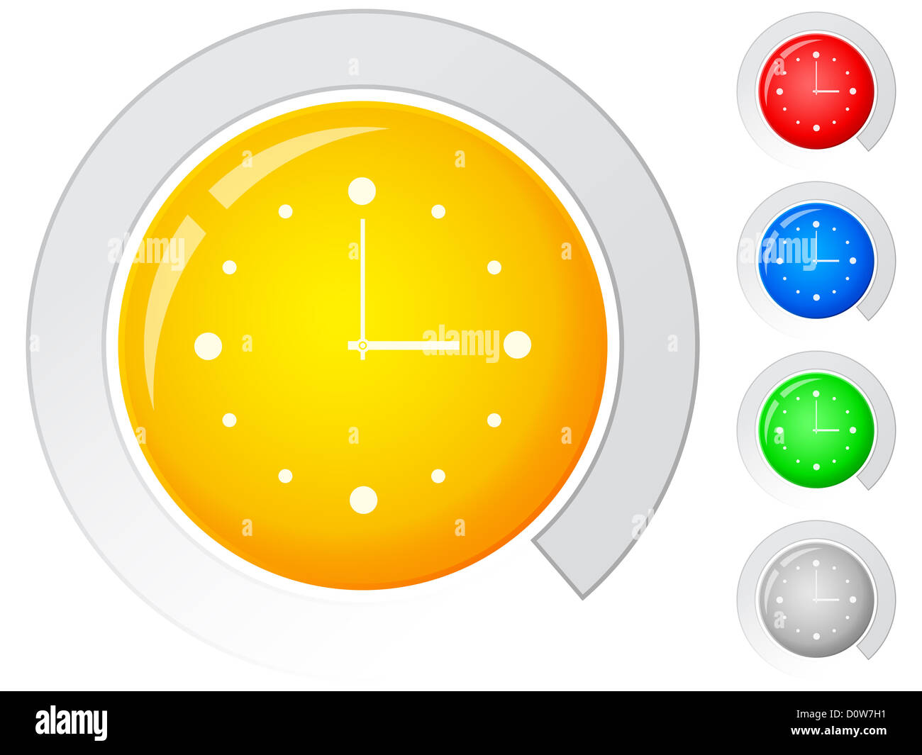 Circle buttons with clock. Vector illustration Stock Photo - Alamy