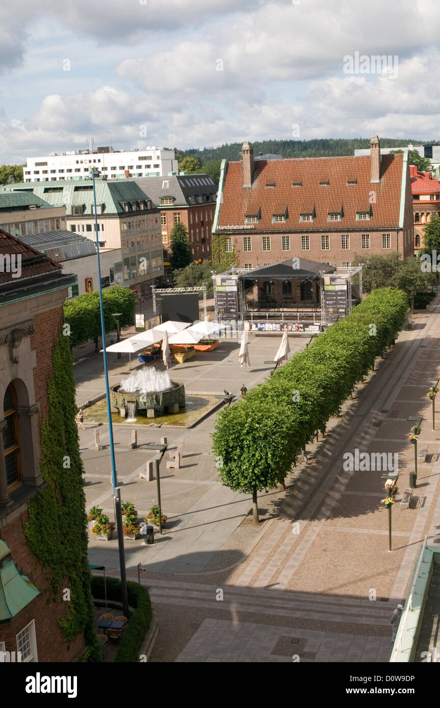 boras sweden swedish town square center centre Stock Photo Alamy