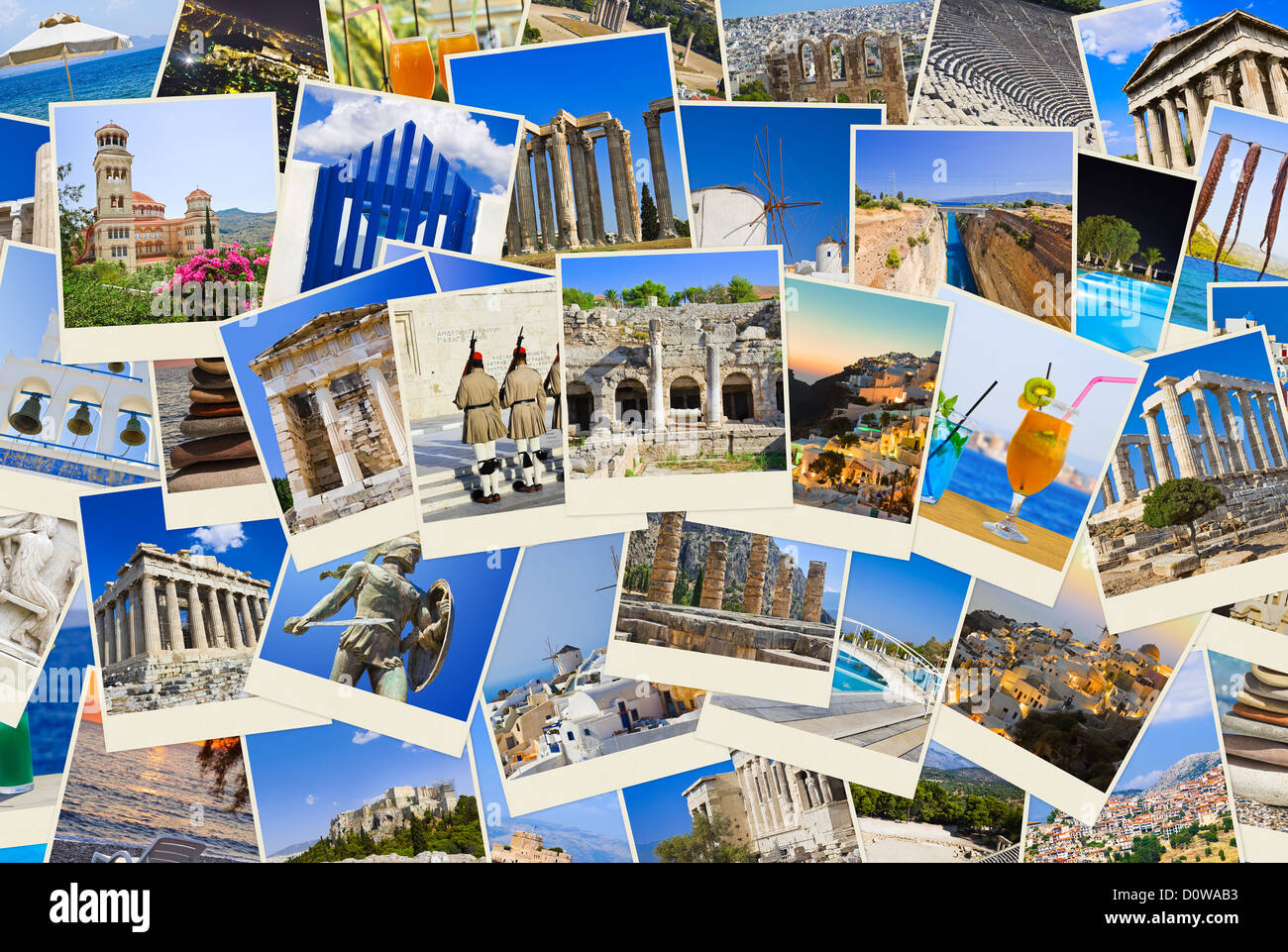 Stack of Greece travel photos Stock Photo