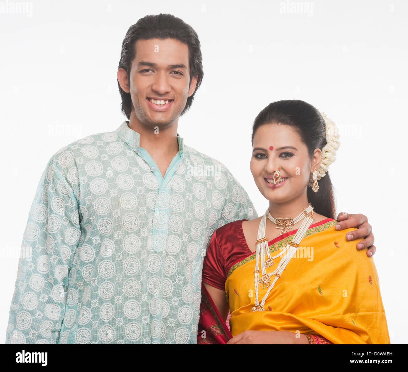 Indian couple in traditional clothing hi-res stock photography and ...