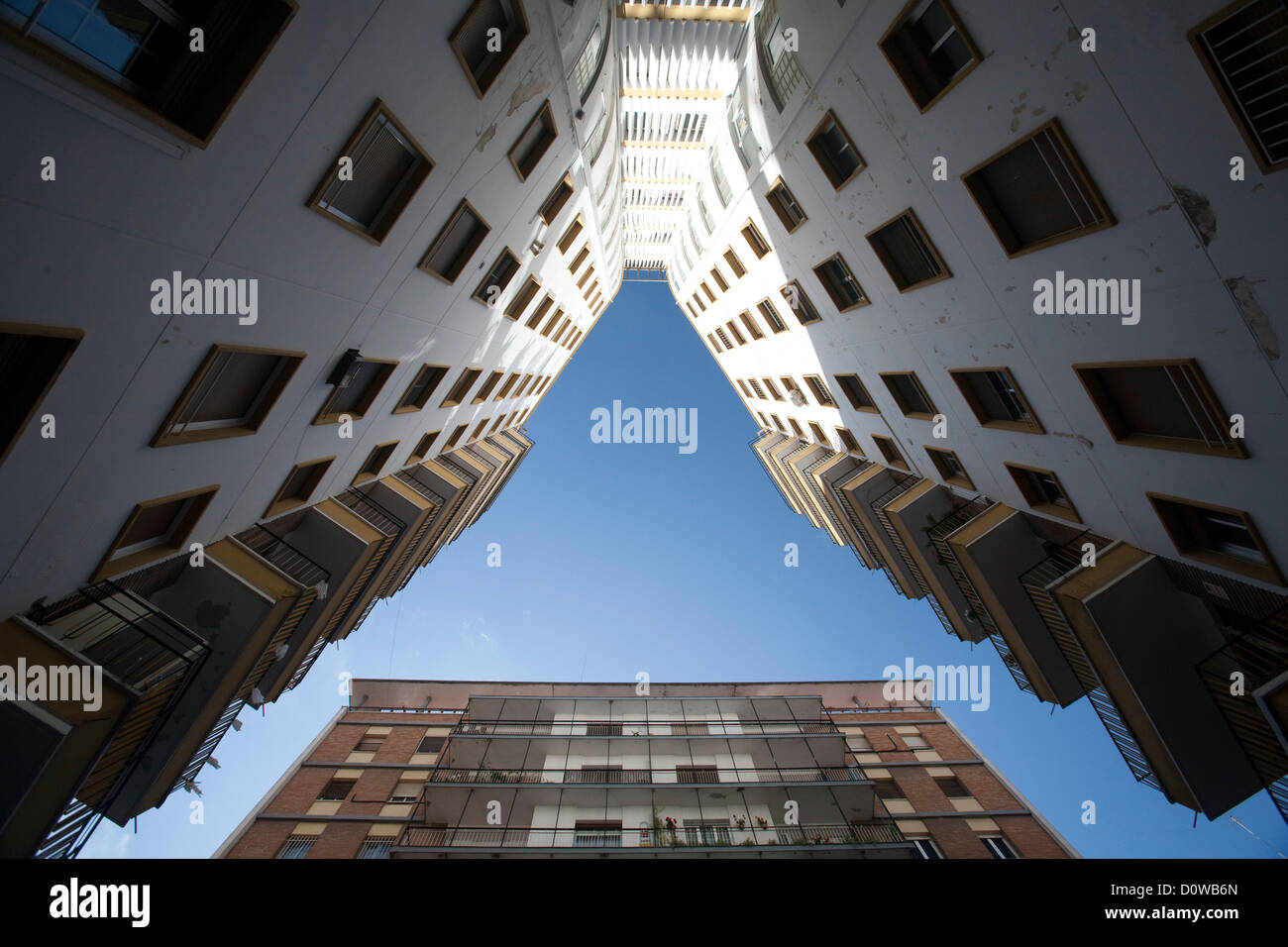 Seville, Spain, apartment buildings from below Stock Photo Alamy