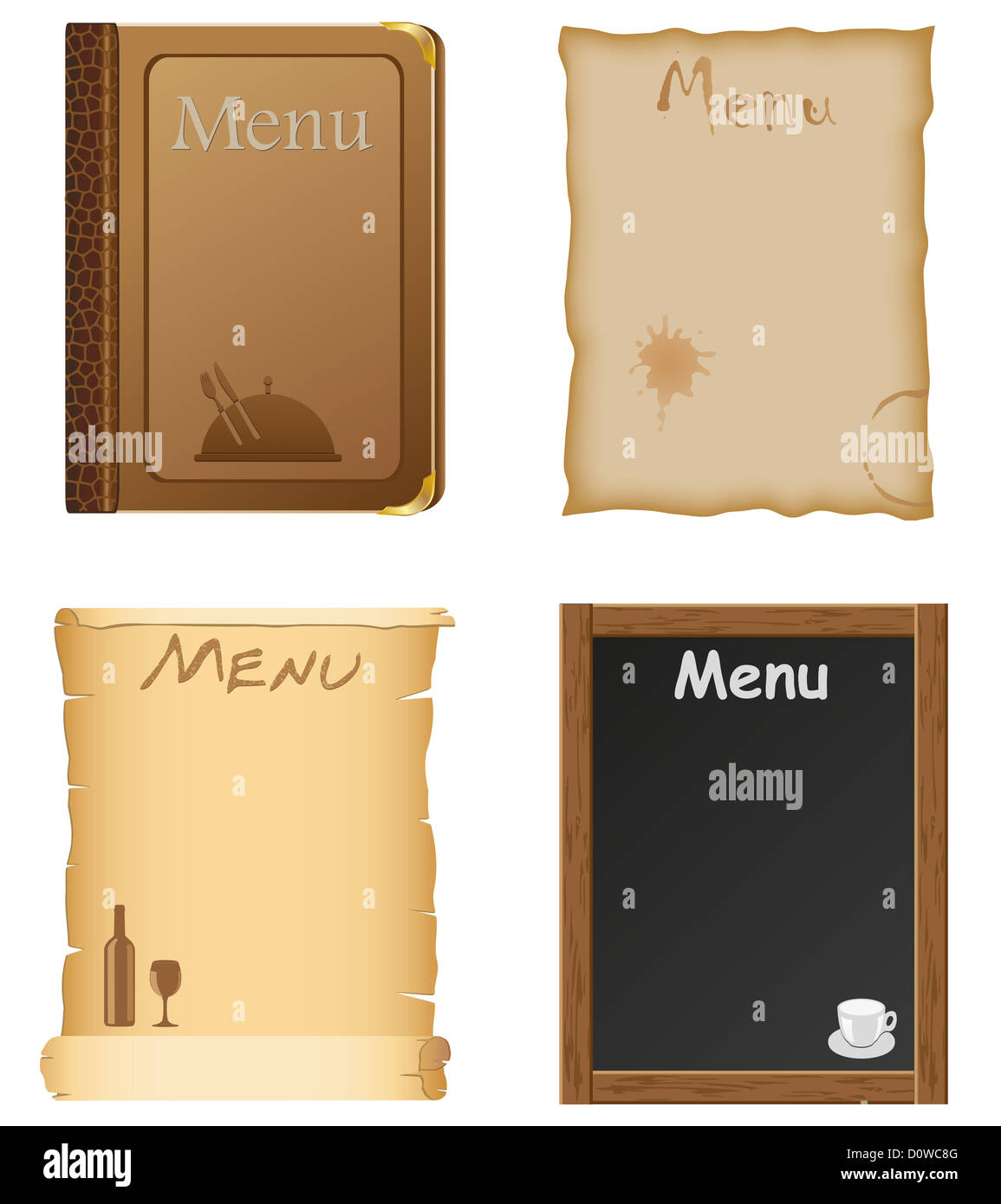 restaurant and cafe menu design illustration isolated on white background  Stock Photo - Alamy