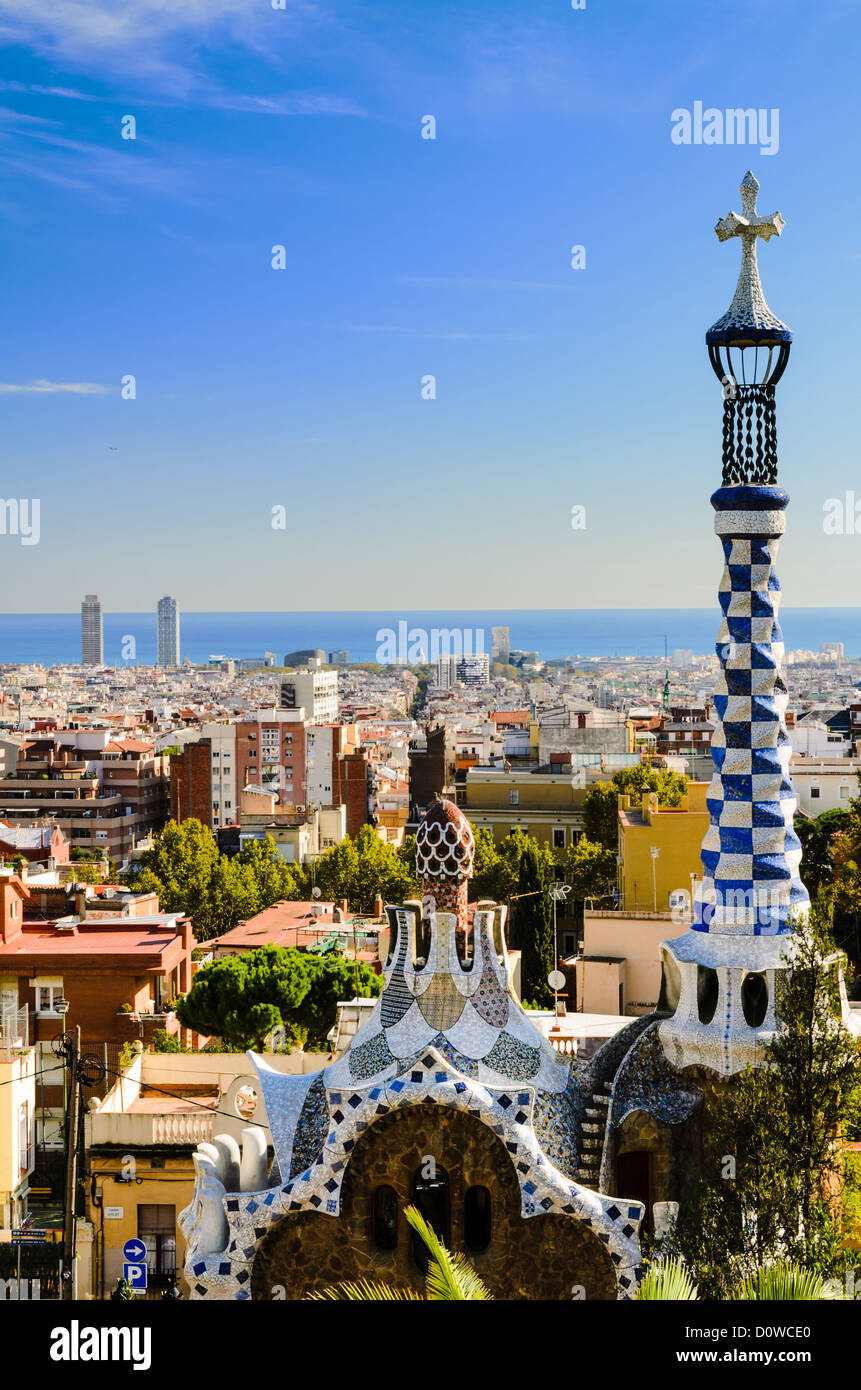 Park Guell in Barcelona, Spain on a sunny day Stock Photo