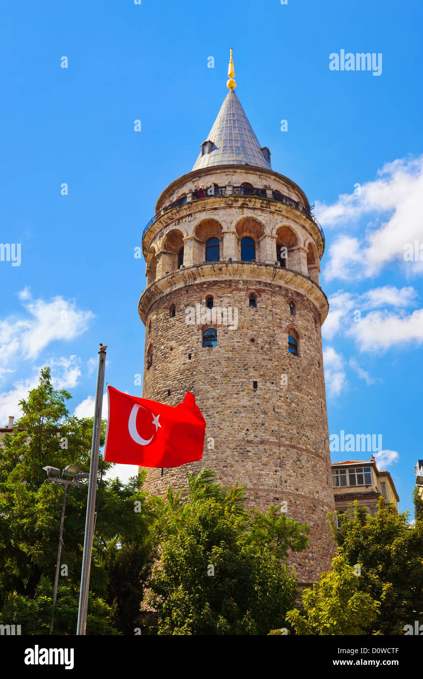 Galata tower at Istanbul Turkey Stock Photo