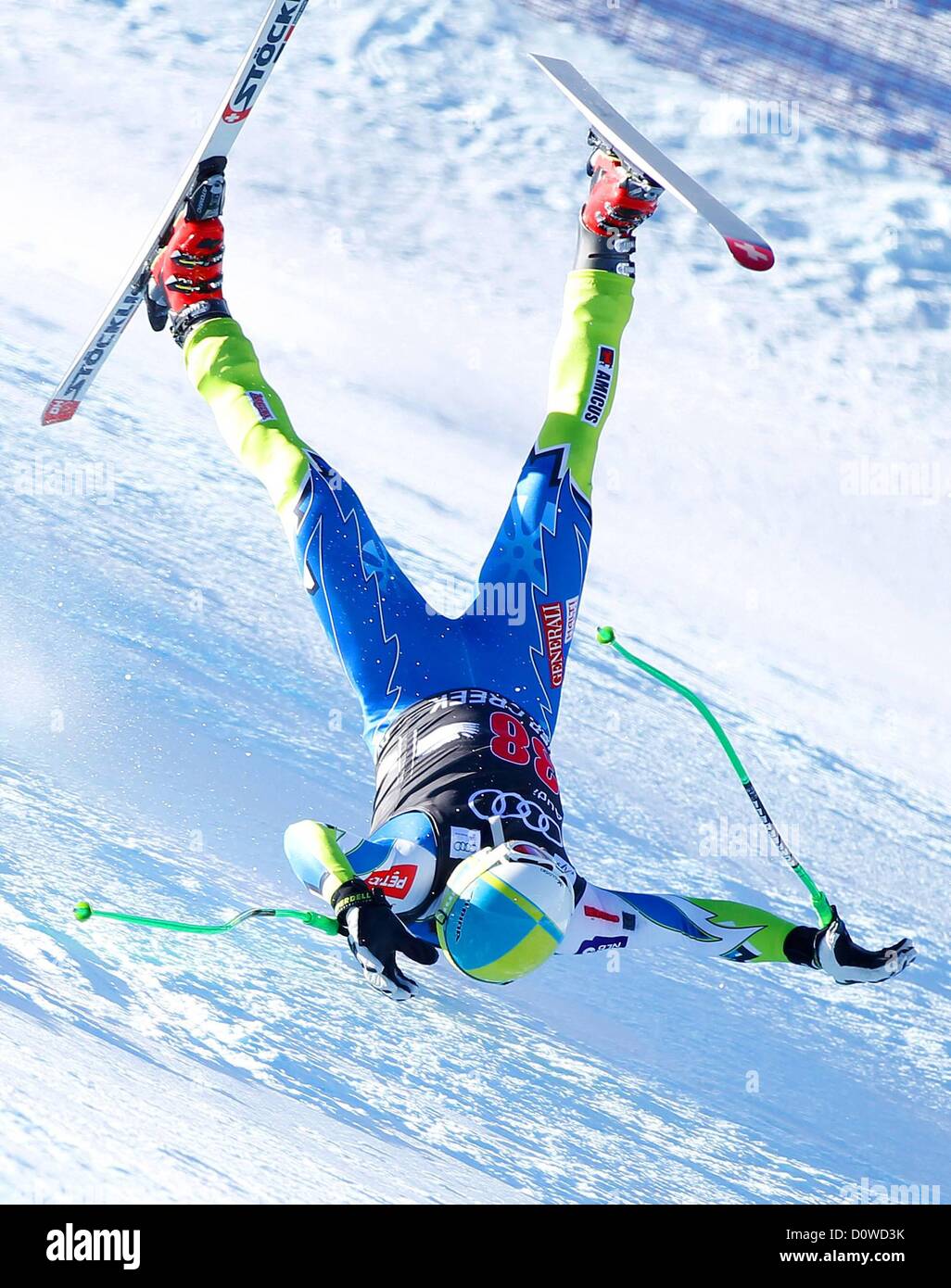 29.11.2012.  Beaver Creek Colorado USA  Ski Alpine FIS World Cup Downhill Mens practise   Picture shows Rok Perko SLO as he falls on his run Stock Photo