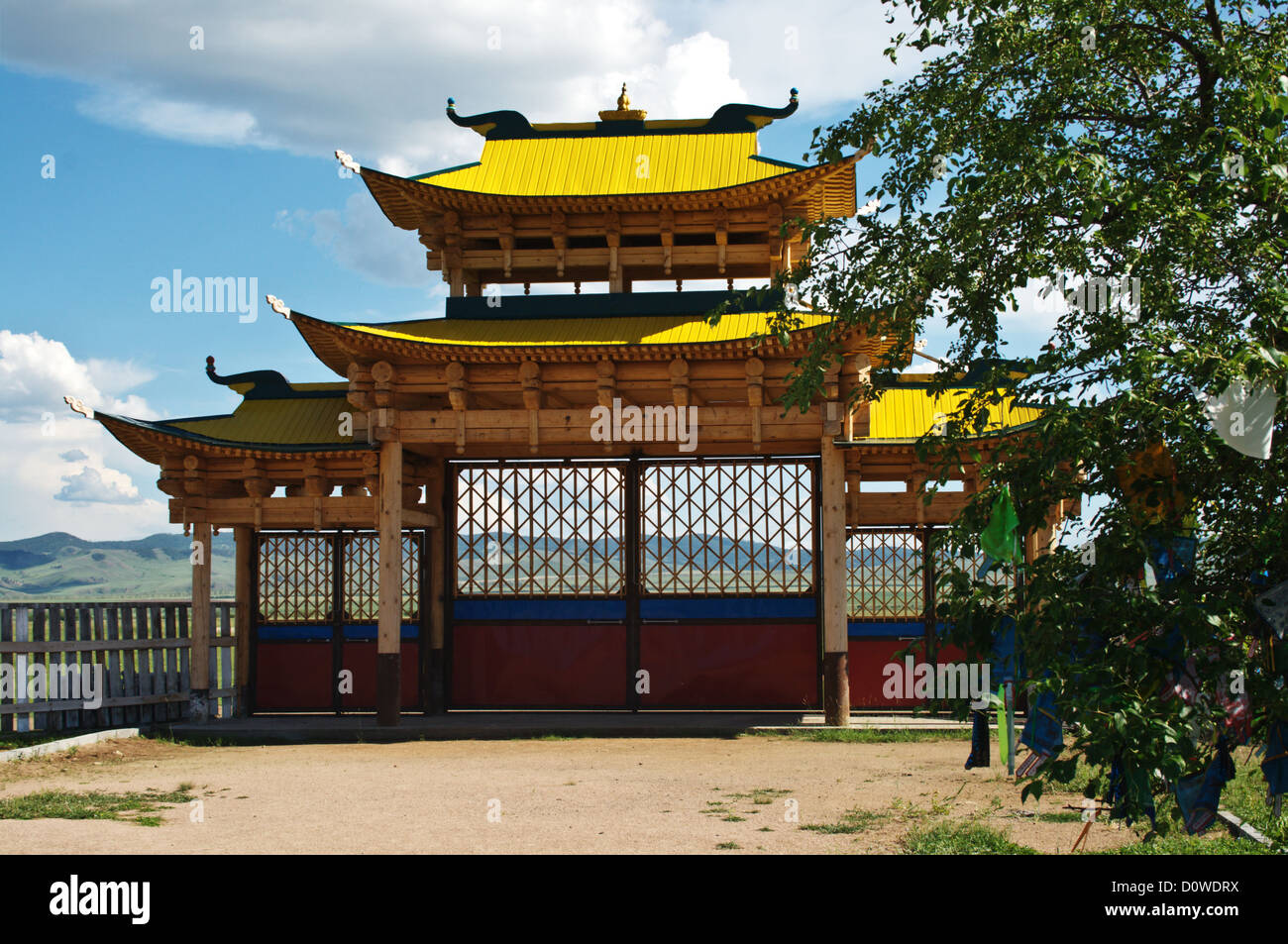 Gate of Ivolginskiy buddhistic monastery in Ulan Ude near at Baikal. Stock Photo