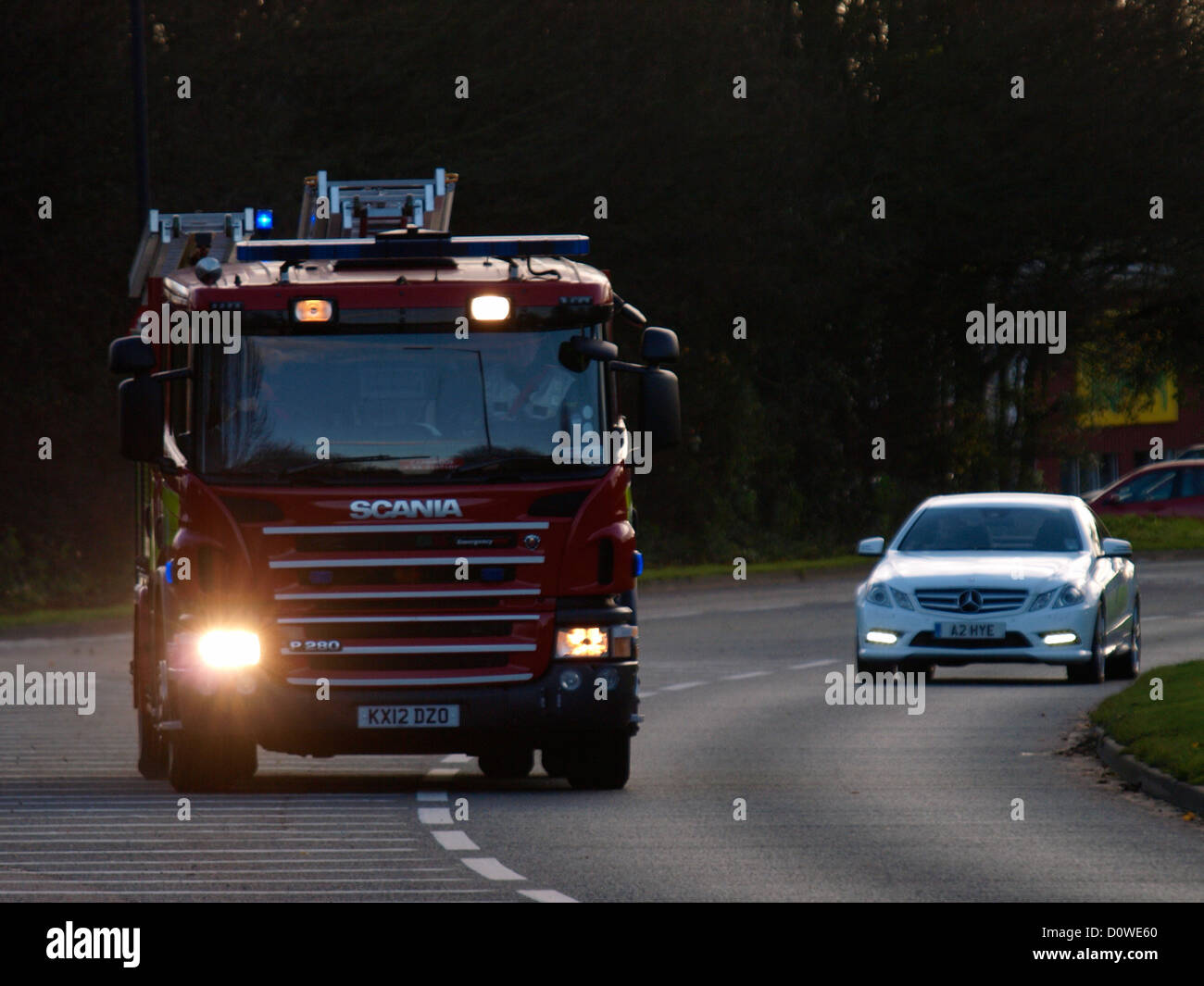 Fire engine on an emergency call out, Cambridge, UK Stock Photo