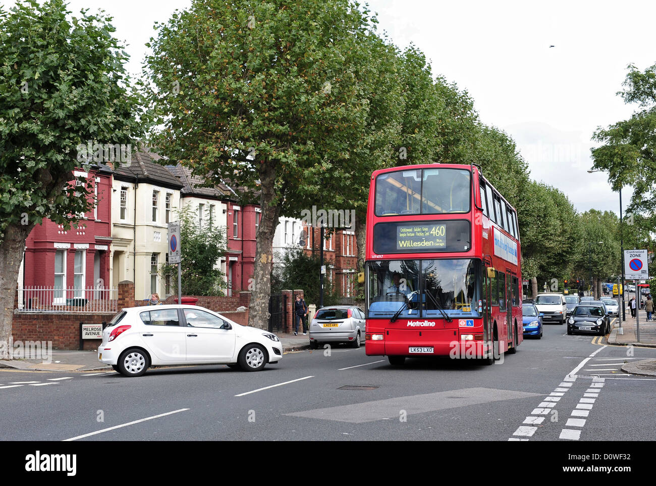 London, United Kingdom, London red double-decker bus Stock Photo