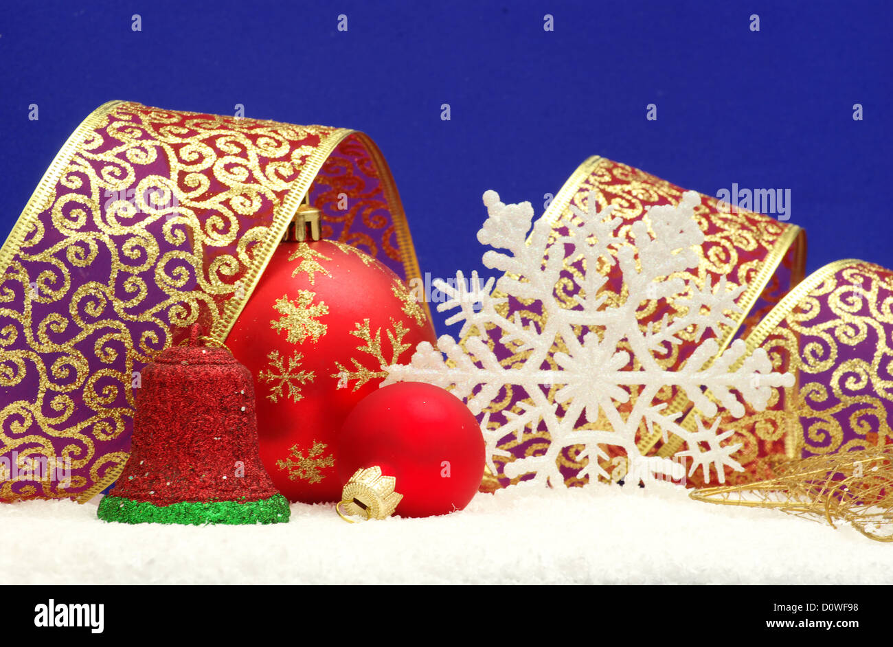 Christmas balls isolated on the blue background Stock Photo