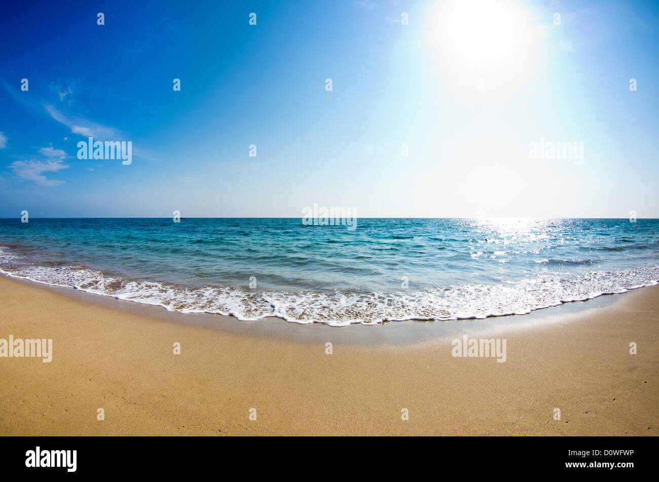 sand beach and blue sky Stock Photo
