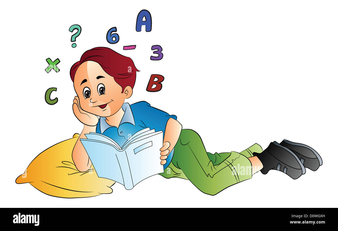 Boy Studying Math, vector illustration Stock Photo - Alamy