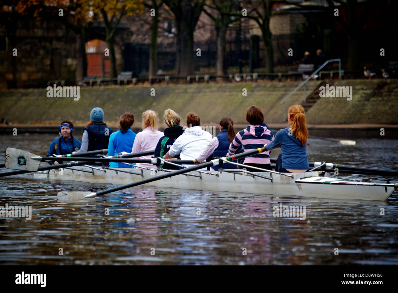 Rowing on the River Ouse, York, North Yorkshire, England, UK Stock