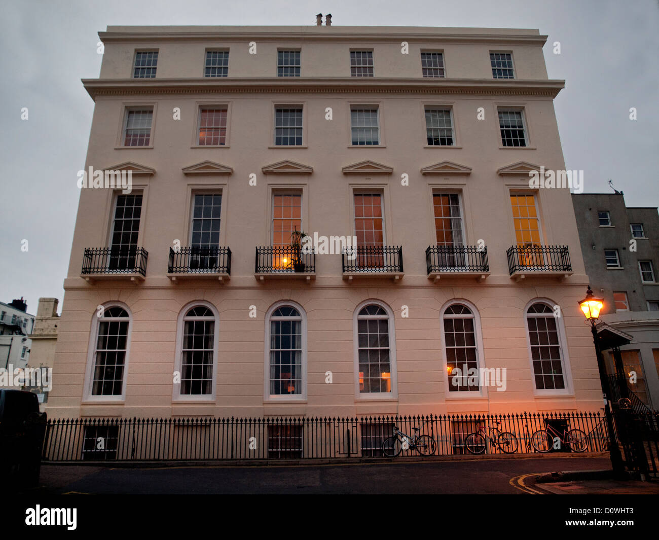 Brighton homes at night. Stock Photo