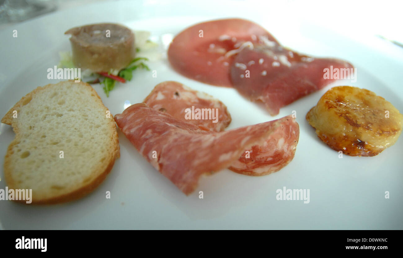 Prosciutto, bread, ham Stock Photo