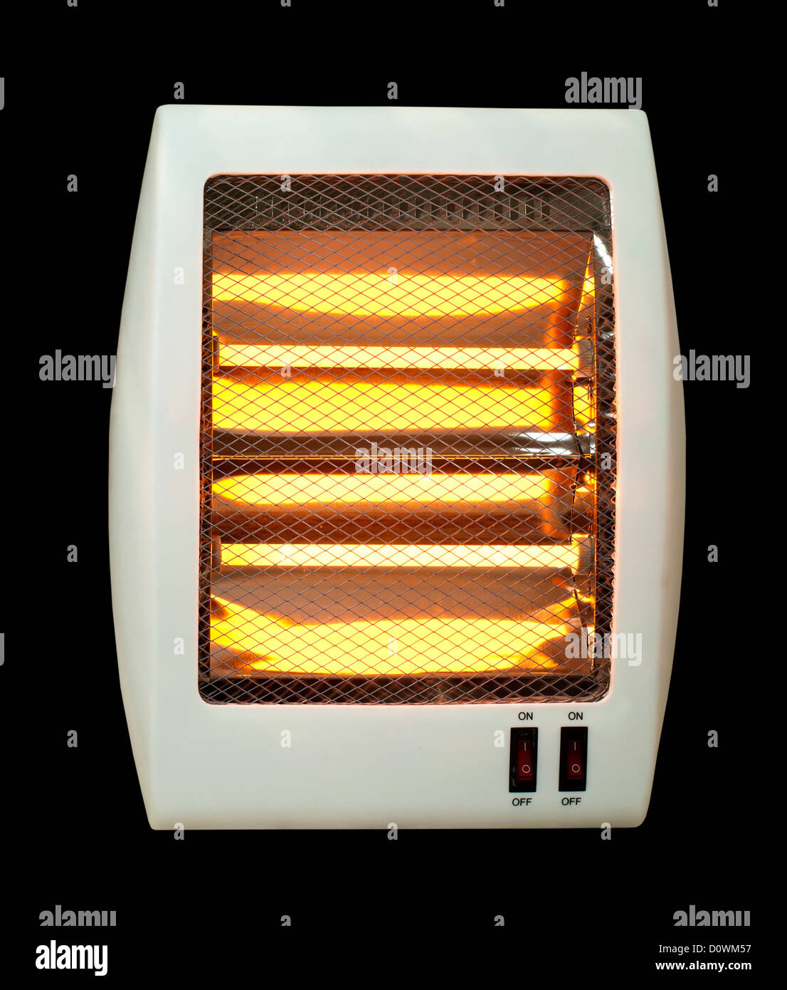 Electric heater with halogen coils. Black isolated Stock Photo Alamy