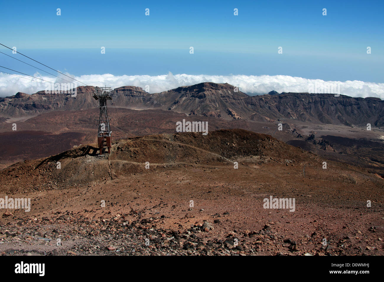 Mount Teide, Tenerife, Canary Islands. The Crater and Cable Car at the