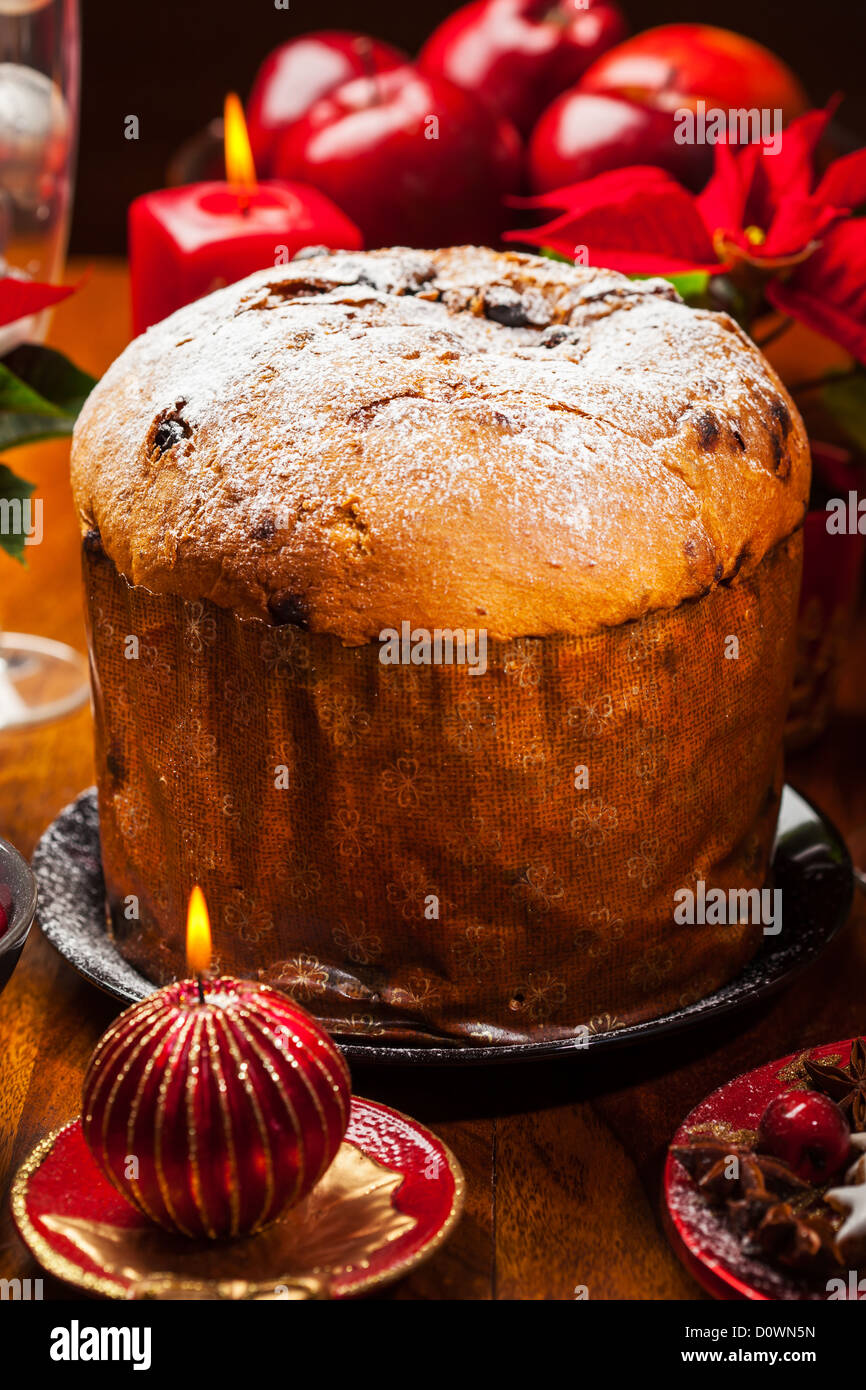 Panettone - traditional Italian Christmas cake Stock Photo
