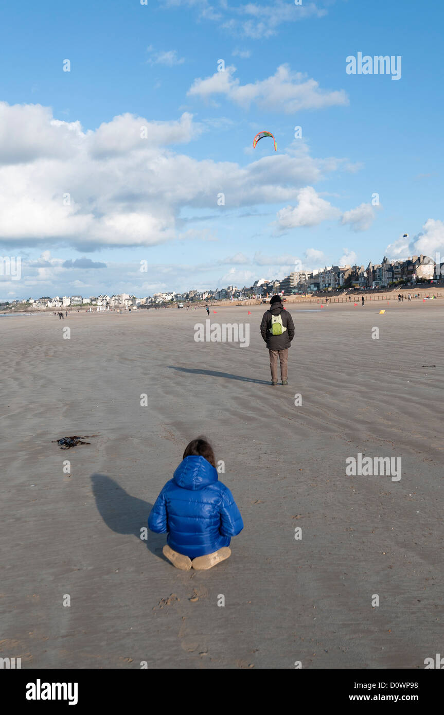 sur la plage, cerf volant on the beach, kite Stock Photo