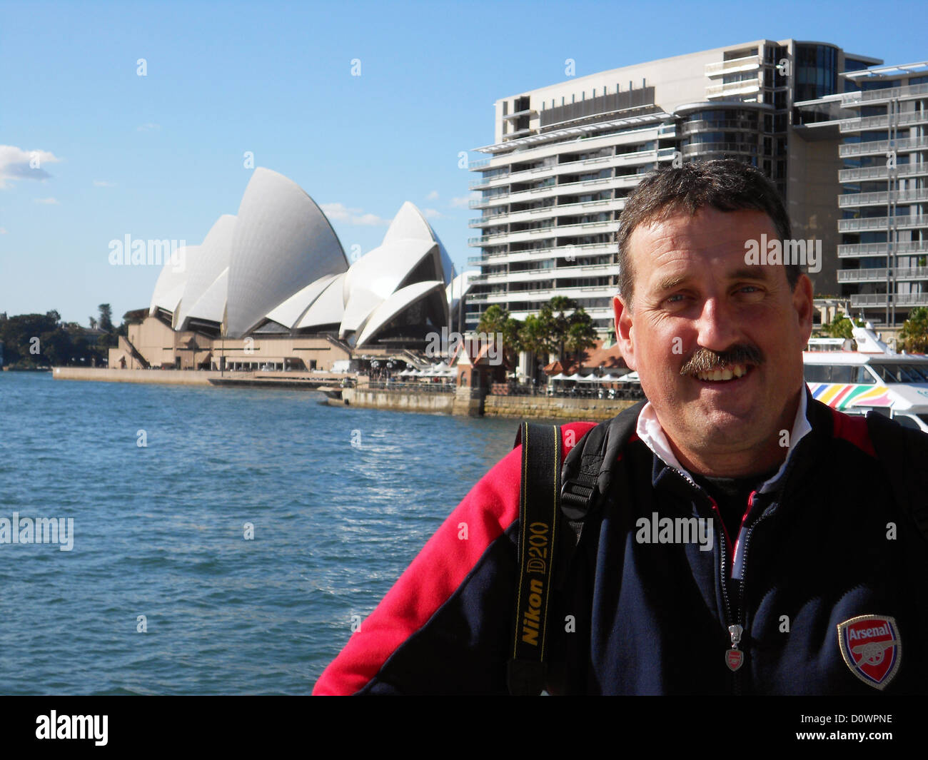 Andrew Sole with Sydney Opera House in background, Sydney, Australia Stock Photo Alamy