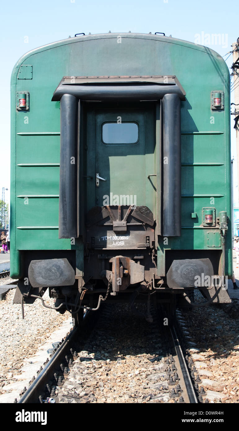Last carriage of passenger train Stock Photo