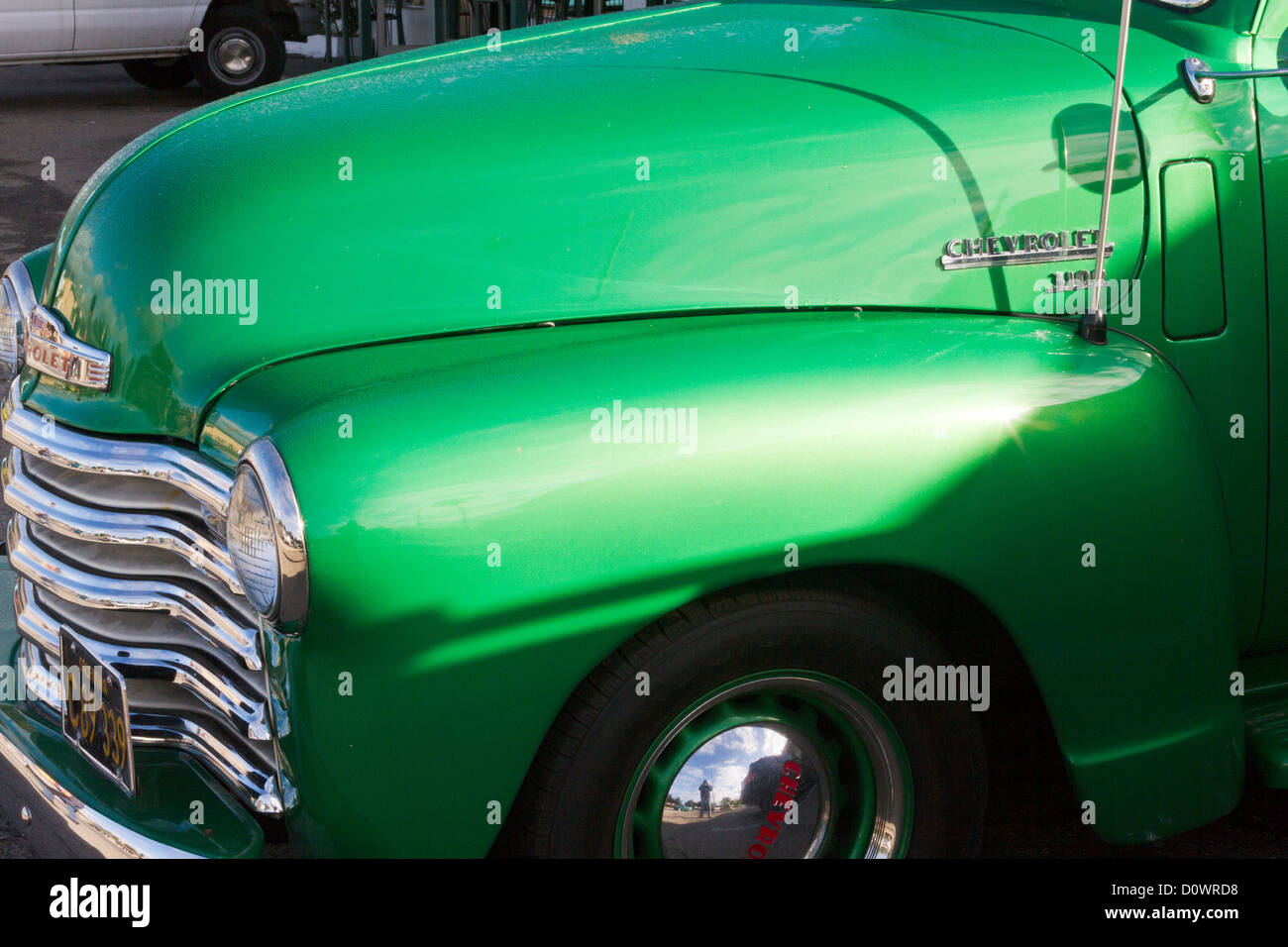 Detail of front of 1948 Chevrolet pickup. Stock Photo