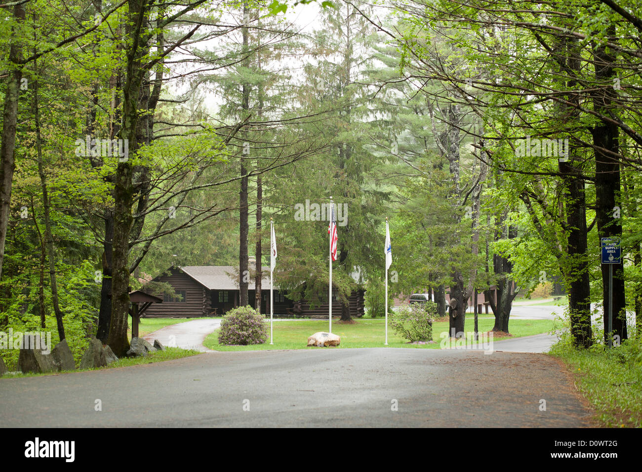 Ranger station at Mohawk Trail State Forest  in Charlemont, Massachusetts in the spring. Stock Photo