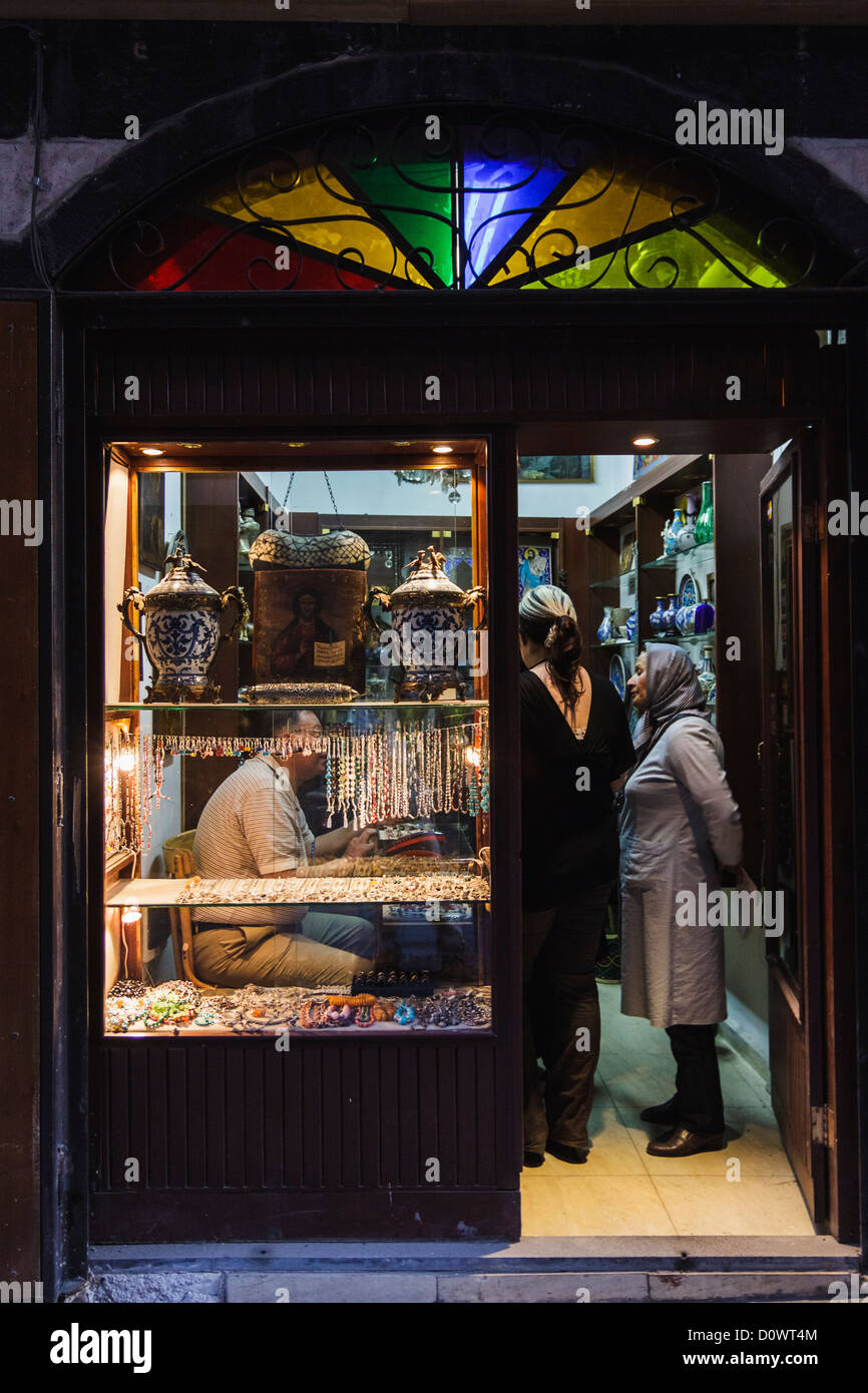 Jewellery shop at Al-Hamidiyah souk. Damascus, Syria Stock Photo
