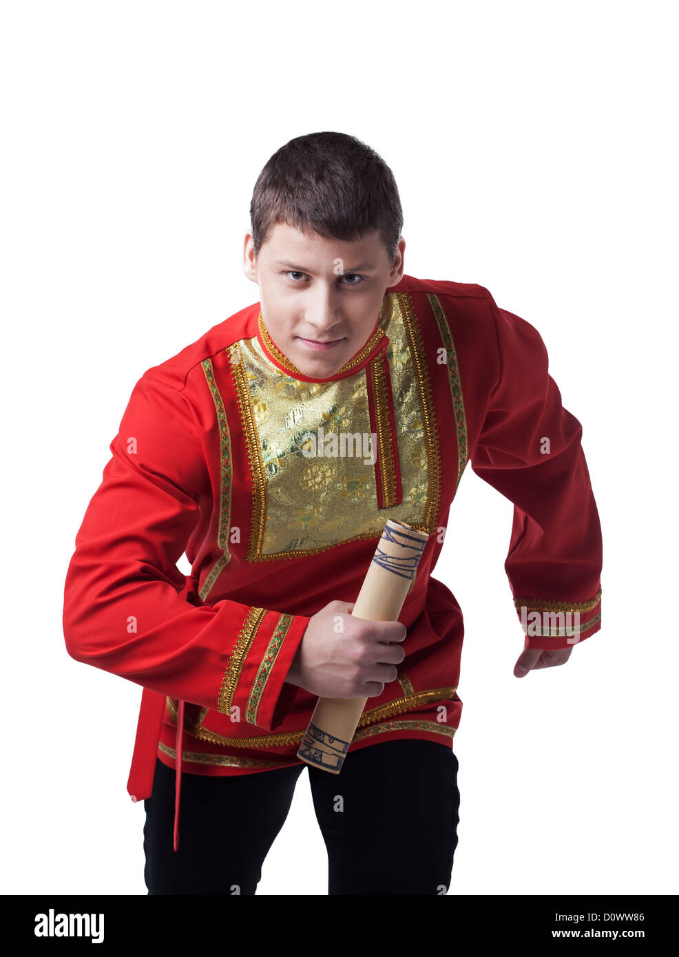 Dancer in russian costume with message Stock Photo Alamy