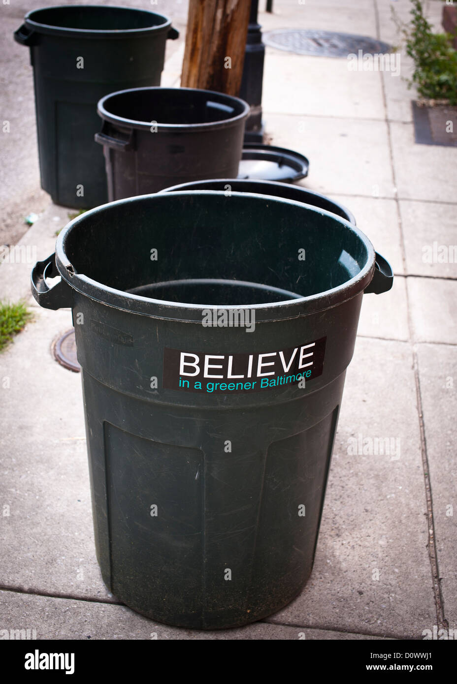 Trash recycling bins, Baltimore Stock Photo Alamy