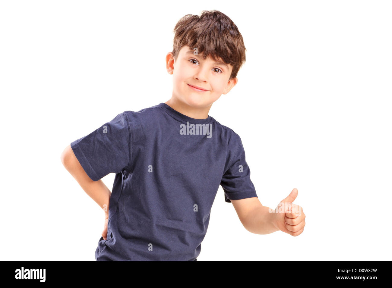 A happy boy giving a thumb up isolated on white background Stock Photo ...
