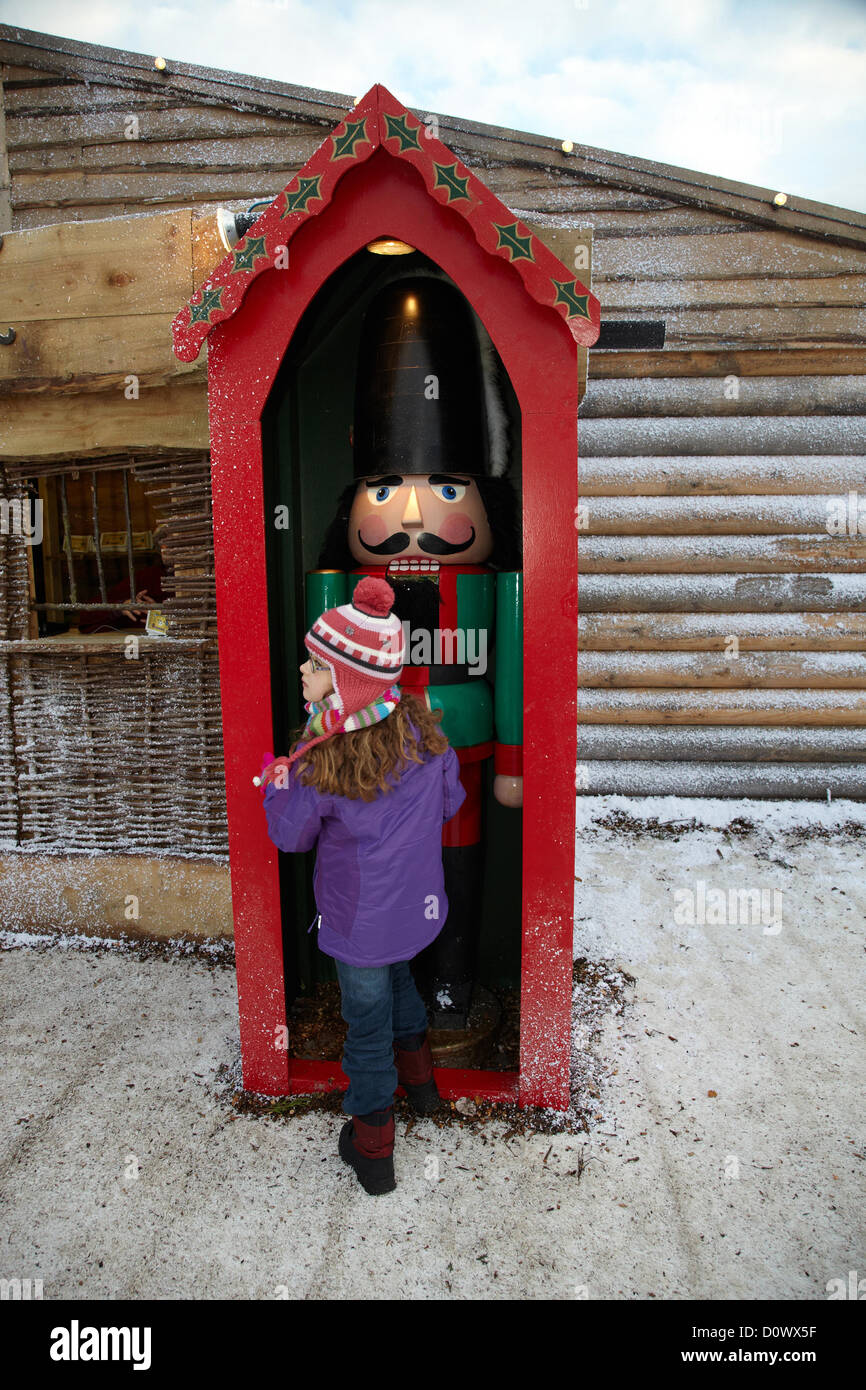 Outside the elf bank, at the Lapland UK event site, Bewl Water, Kent, UK Stock Photo Alamy