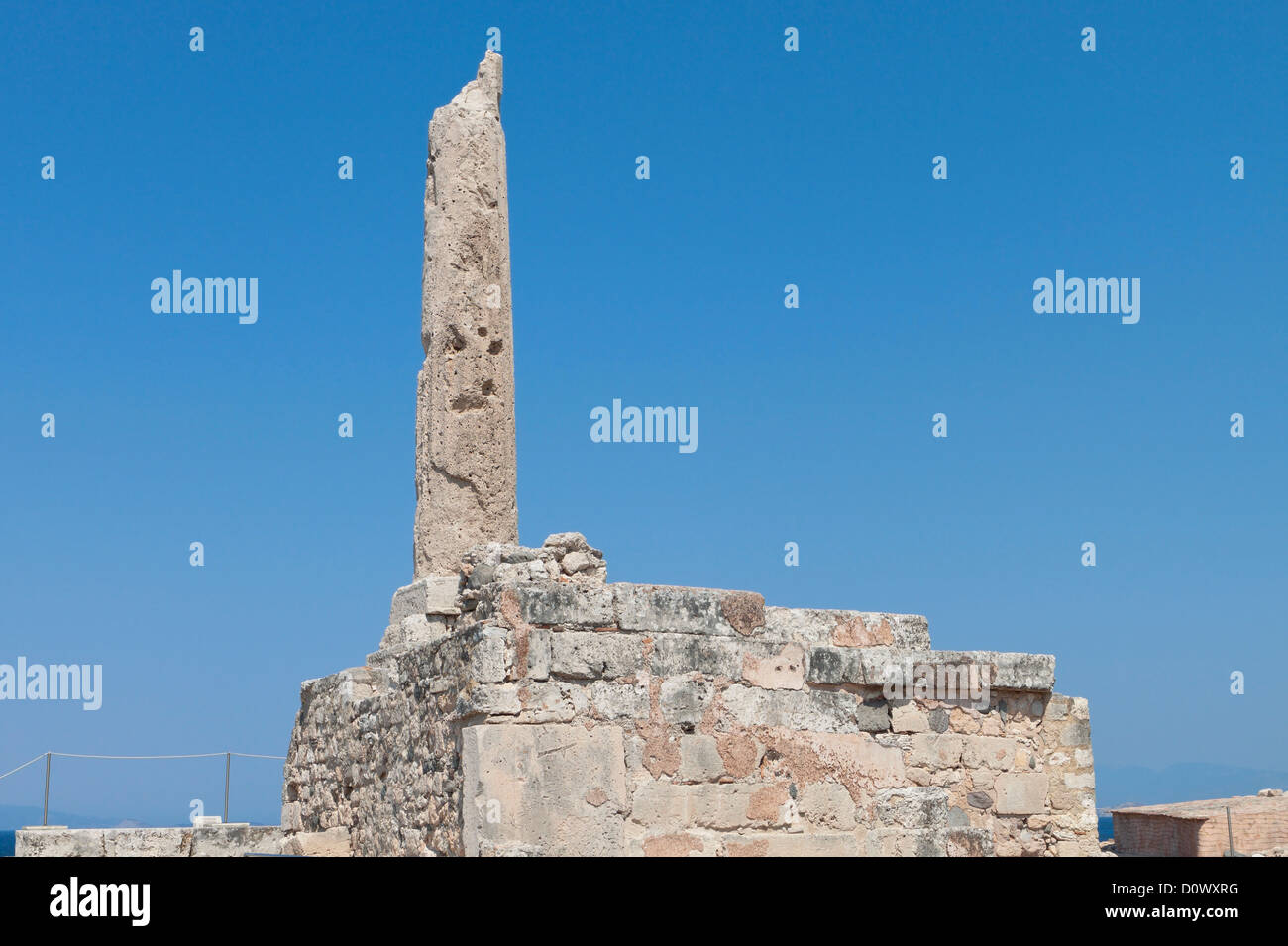 Ancient Aigina site with the famous Colona at Aegina island in Greece. Stock Photo