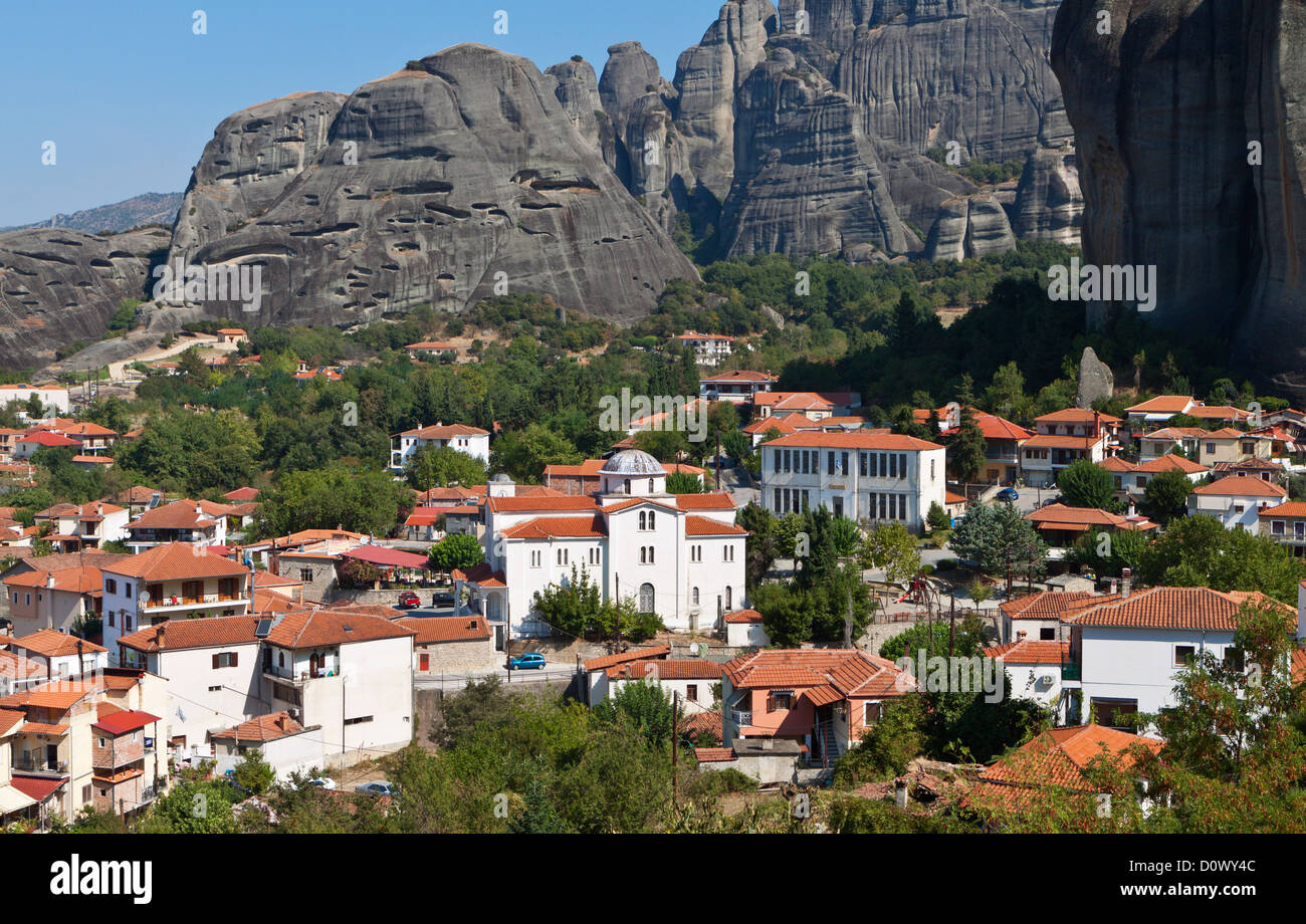 Kastraki village at Kalambaka city in Greece below the Meteora rocks Stock  Photo - Alamy