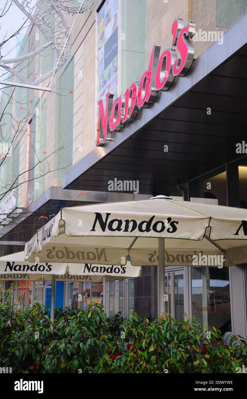 Nando's Afro-Portuguese chain restaurant at the St. Enoch centre in Glasgow, Scotland, UK Stock Photo