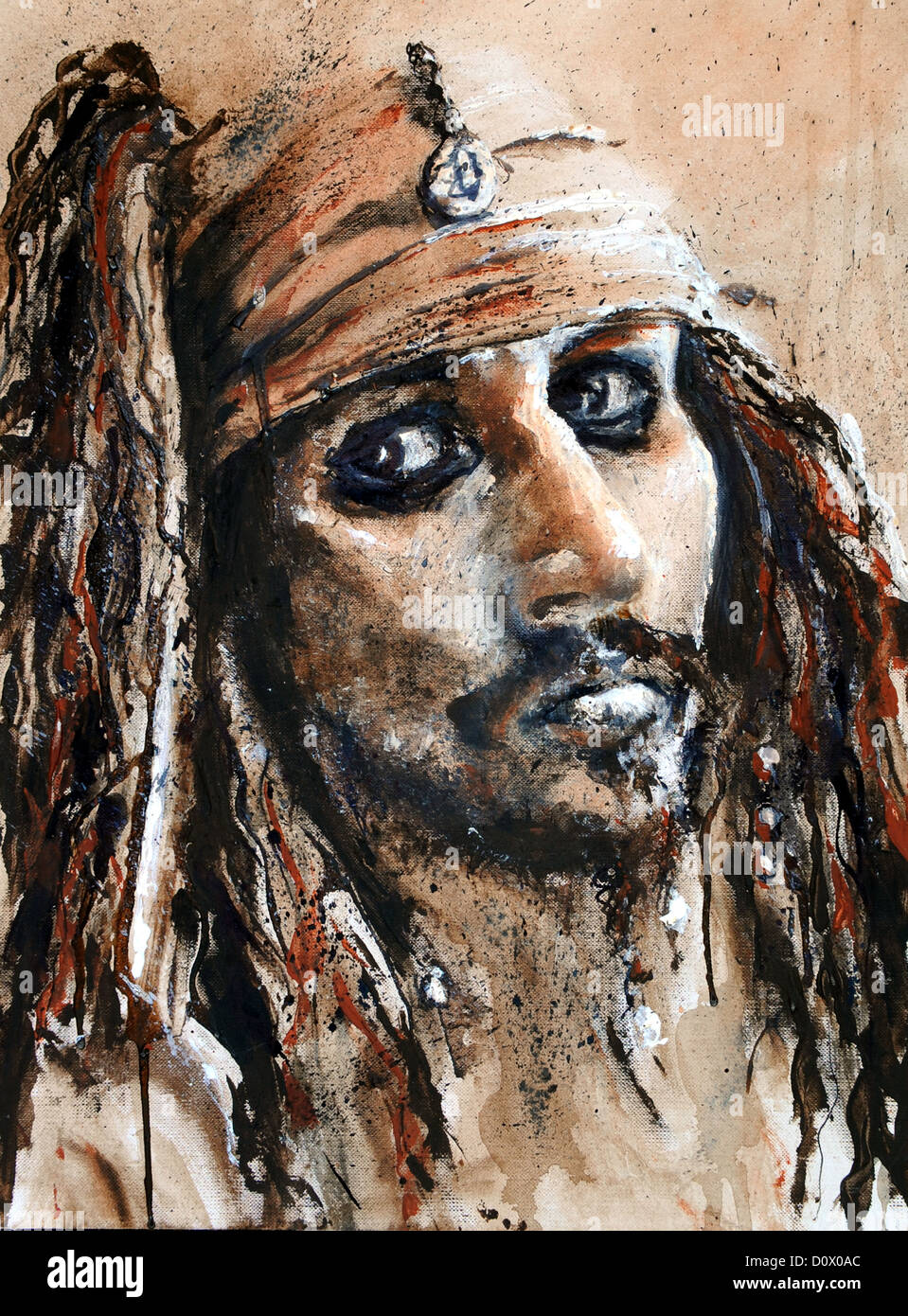 Mixed media. Captain Jack Sparrow, by Steve Cobb Stock Photo