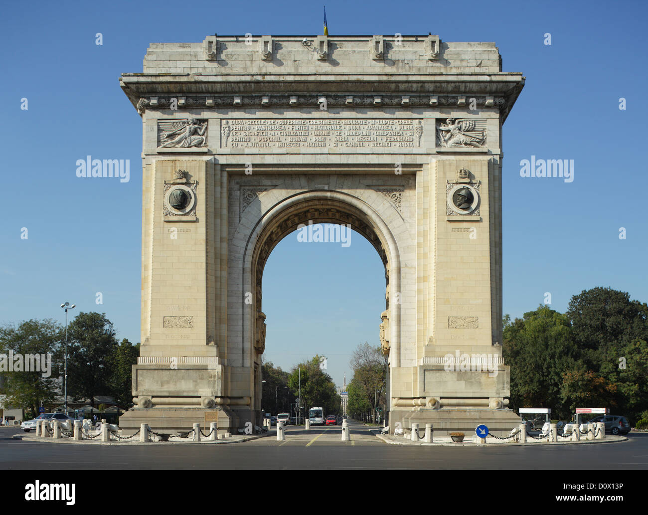 Bucharest, Romania, the Arcul de Triumf, Arc de Triomphe, in Bucharest Stock Photo