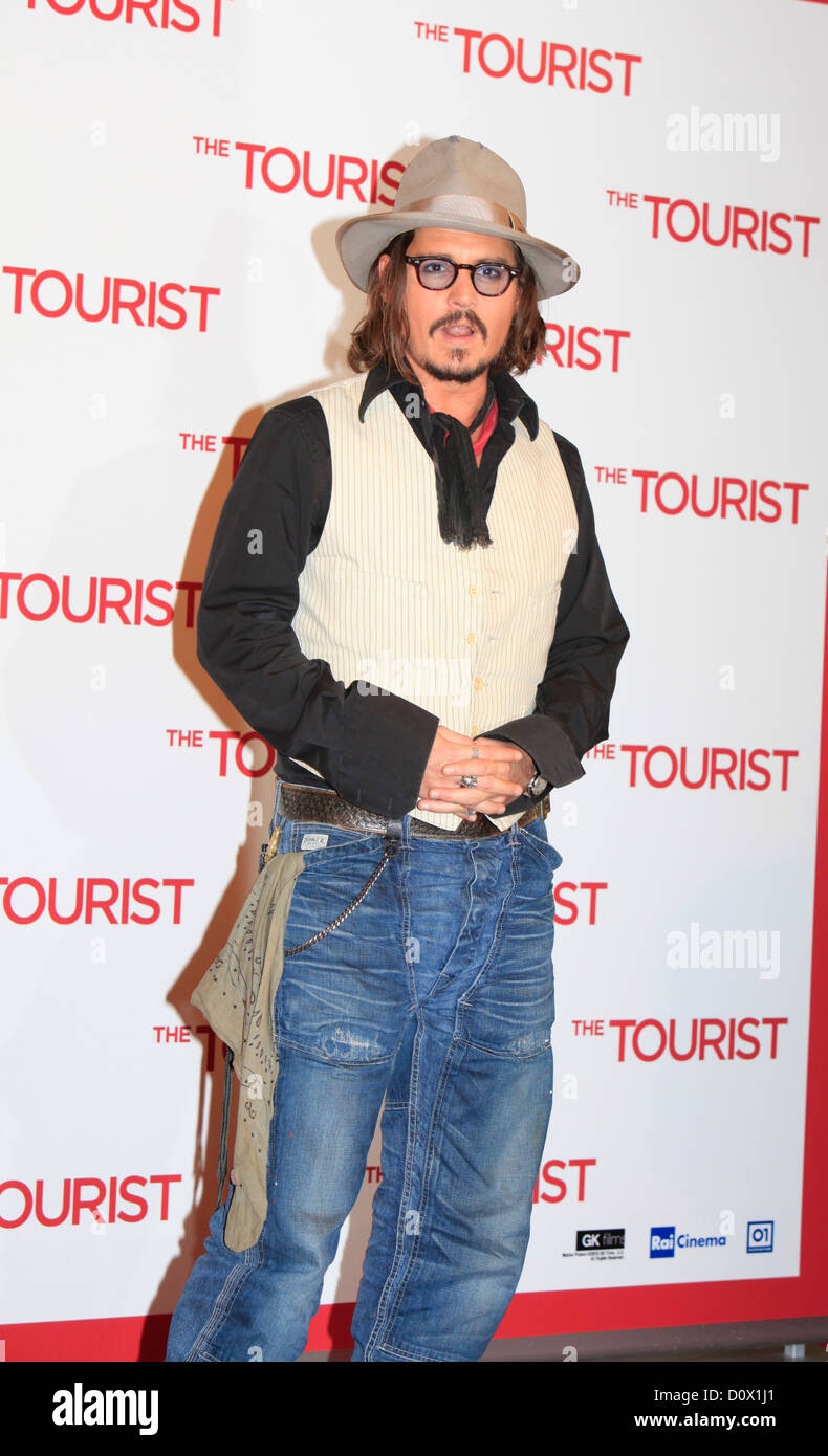 Johnny Depp at a photocall for the film, The Tourist, Rome, Italy. 15/12/2010 Stock Photo