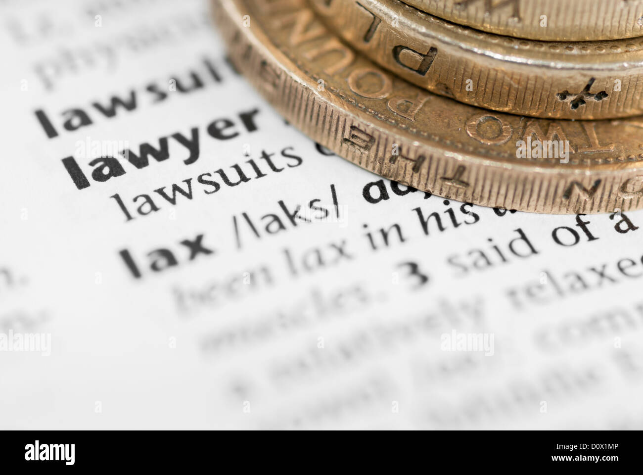 Lawyer definition and money. Macro Stock Photo Alamy