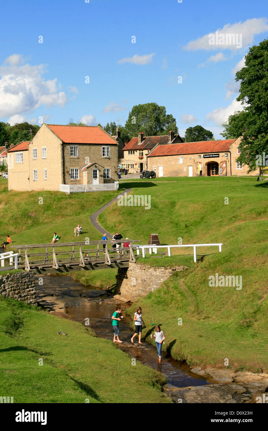 beck and village green Hutton le Hole North Yorkshire England UK Stock ...