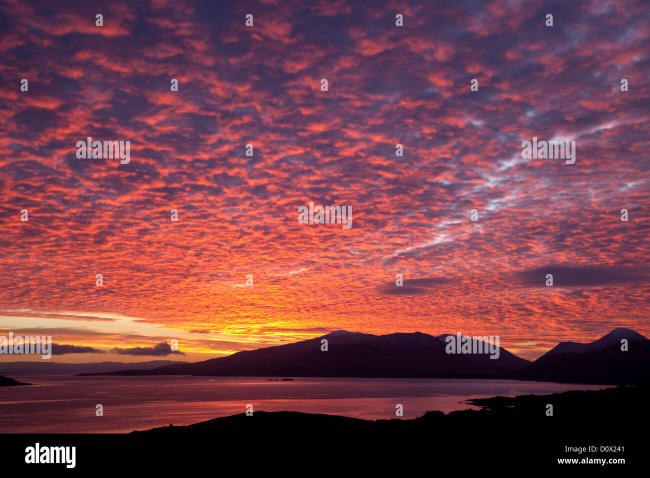 Sunrise over the Sound of Mull, Isle of Mull Stock Photo