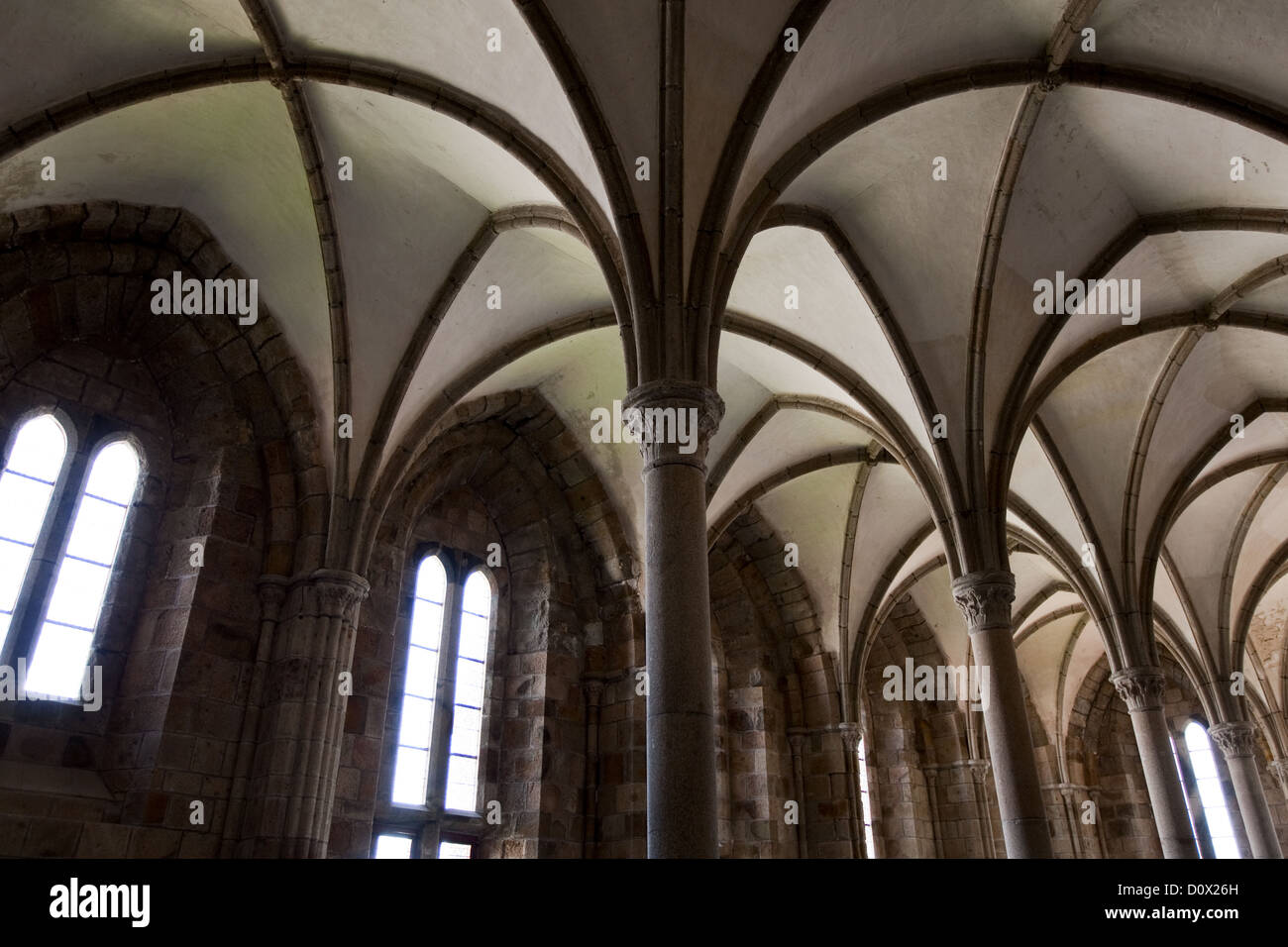 Interior Benedictine abbey, church, Le Mont-St-Michell, Normandy ...