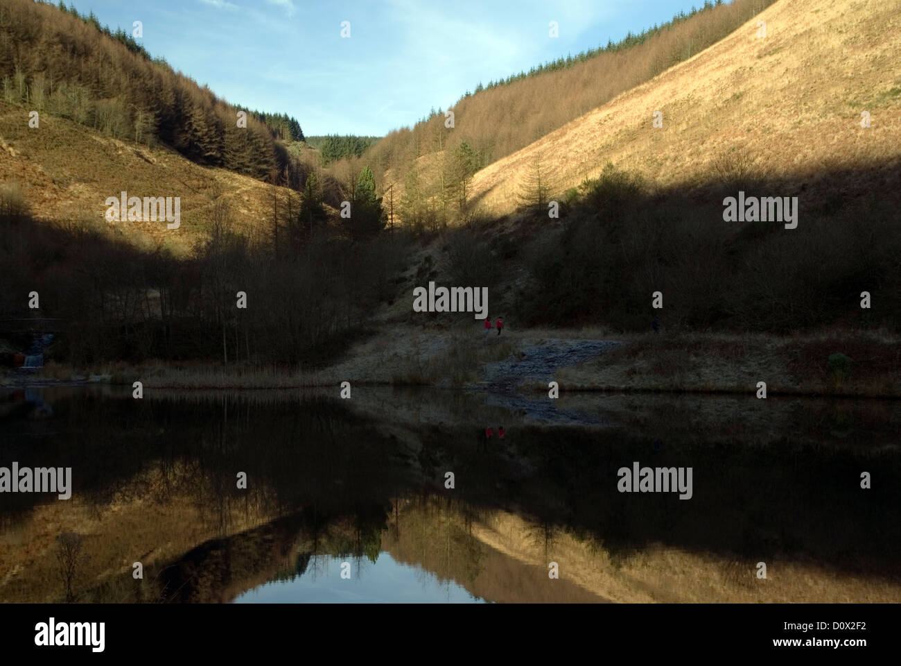 lake and reflection clydach vale country park cwm clydach, tonypandy