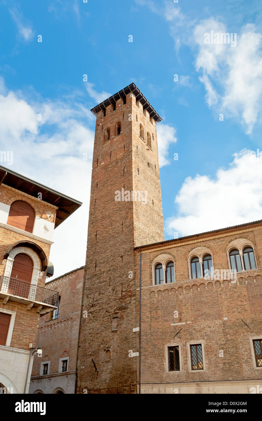 medieval tower on Piazza della Frutta in Padova, Italy Stock Photo