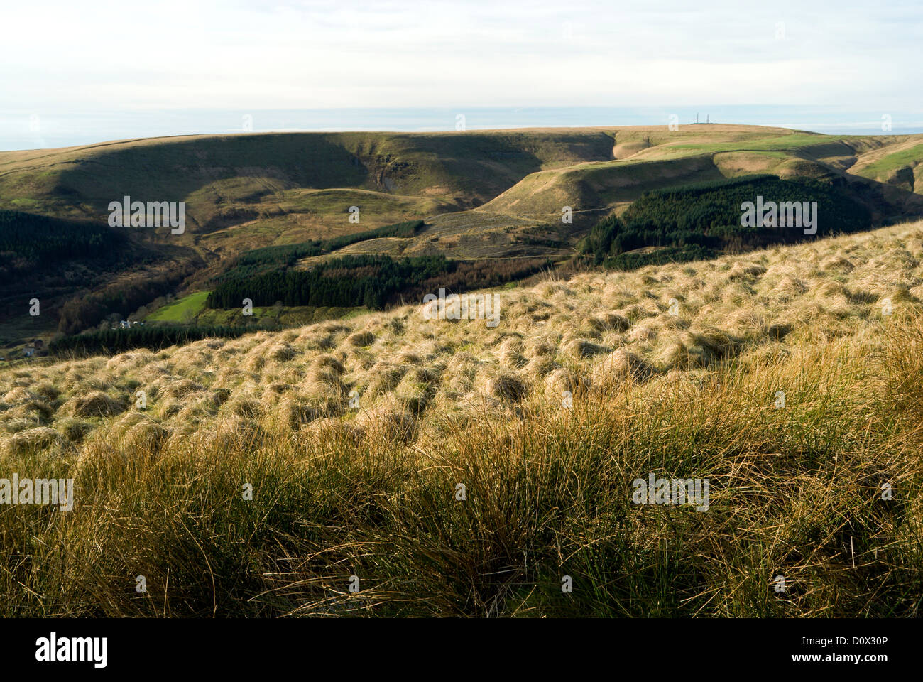ogwr valley from craig y geifr, bwlch y clawdd, south wales valleys, uk ...